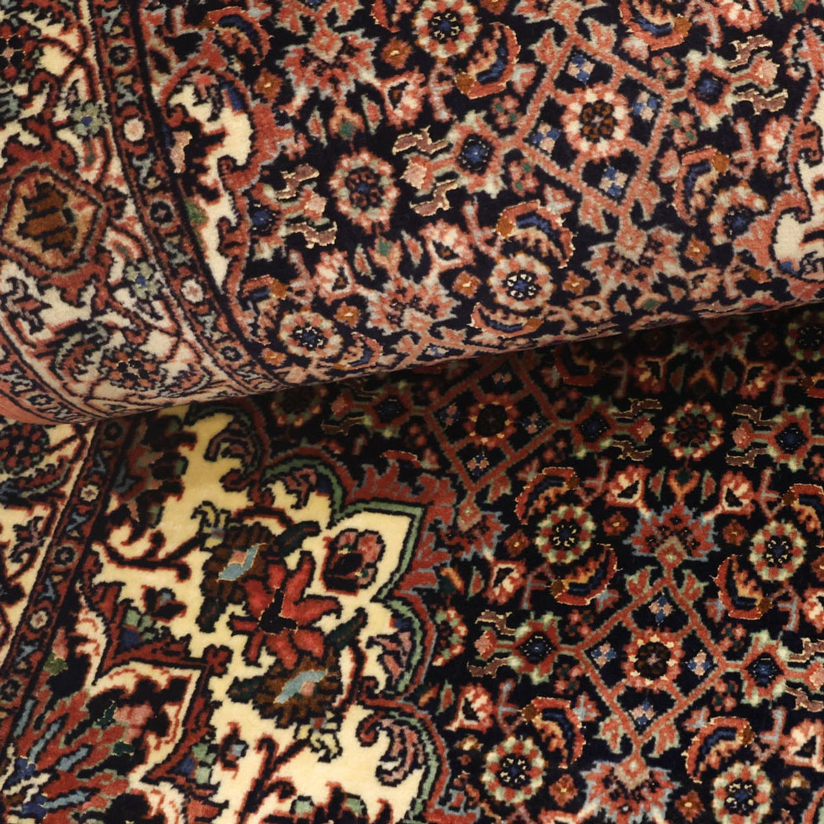 Alfombra persa - Bidjar - Real - 149 x 69 cm - rojo oscuro