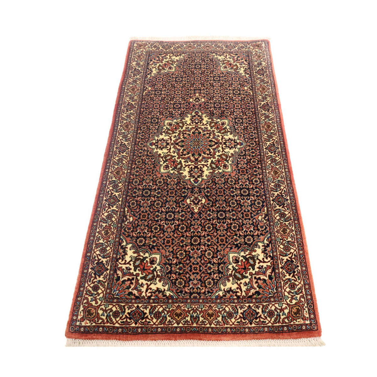 Alfombra persa - Bidjar - Real - 149 x 69 cm - rojo oscuro