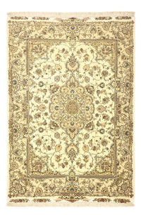 Alfombra Persa - Tabriz - Prima - Urdimbre de seda - 206 x 145 cm - beige