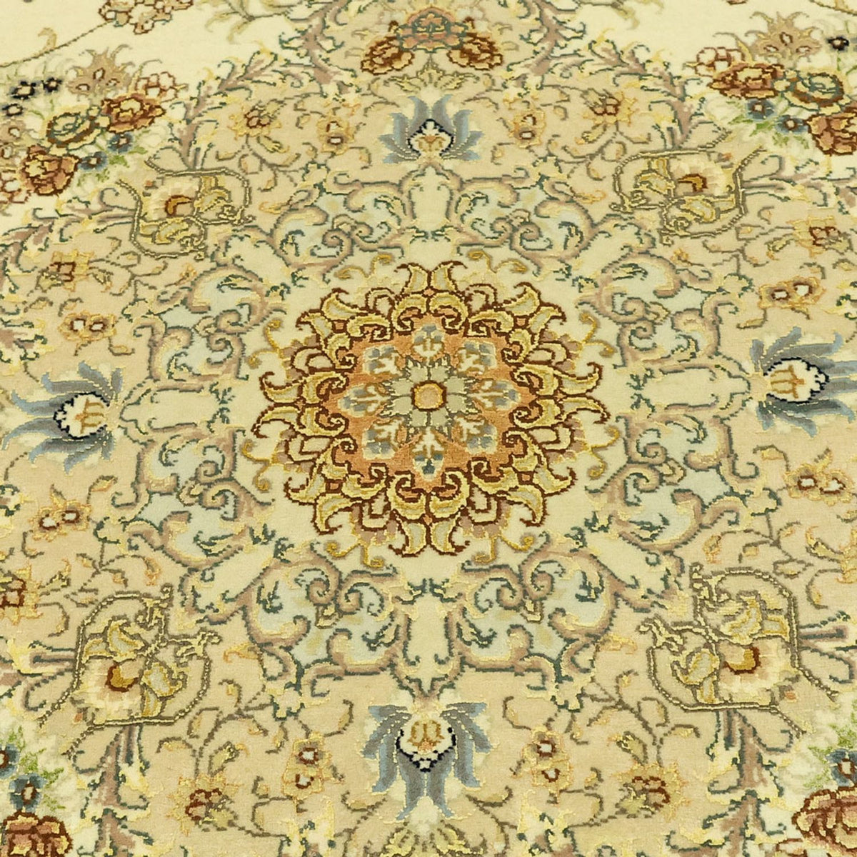 Alfombra Persa - Tabriz - Prima - Urdimbre de seda - 206 x 145 cm - beige