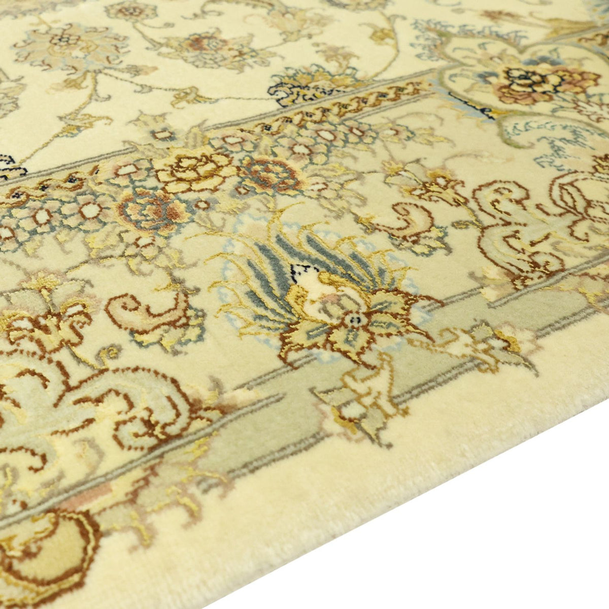 Alfombra Persa - Tabriz - Prima - Urdimbre de seda - 206 x 145 cm - beige