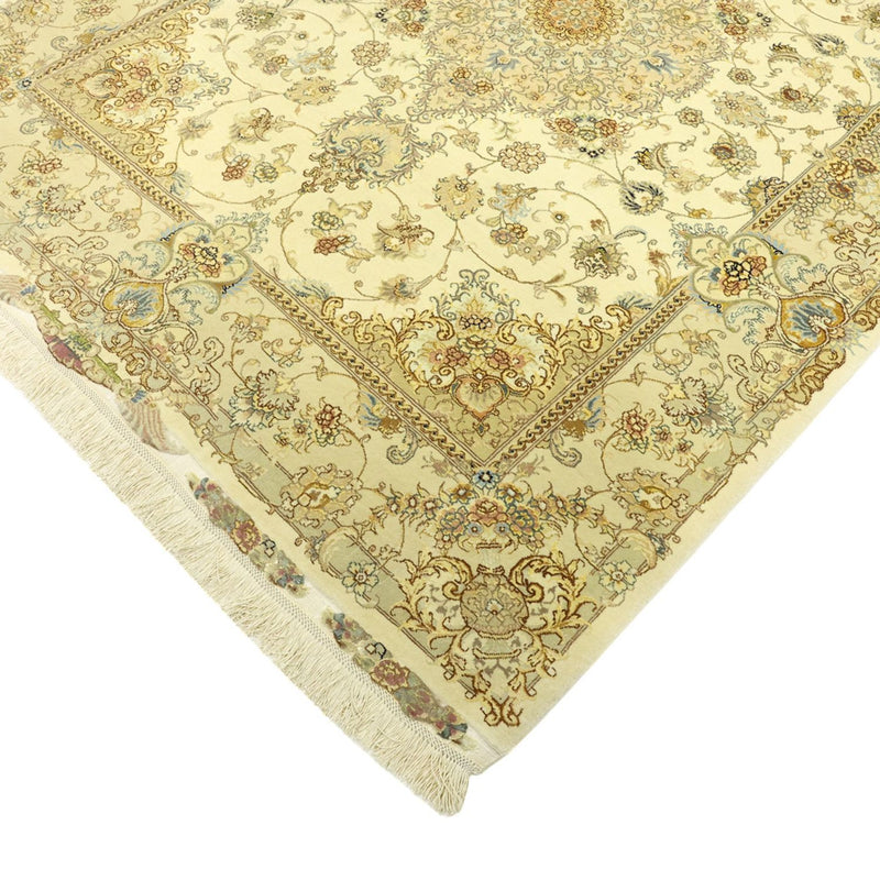 Alfombra Persa - Tabriz - Prima - Urdimbre de seda - 206 x 145 cm - beige