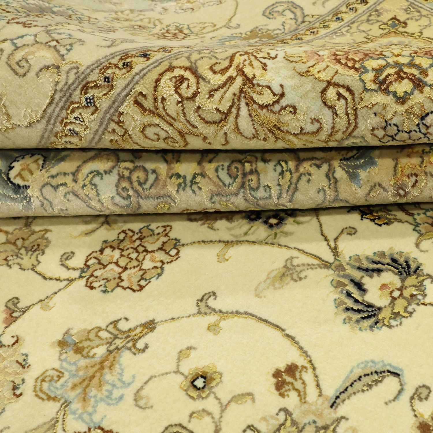 Alfombra Persa - Tabriz - Prima - Urdimbre de seda - 206 x 145 cm - beige