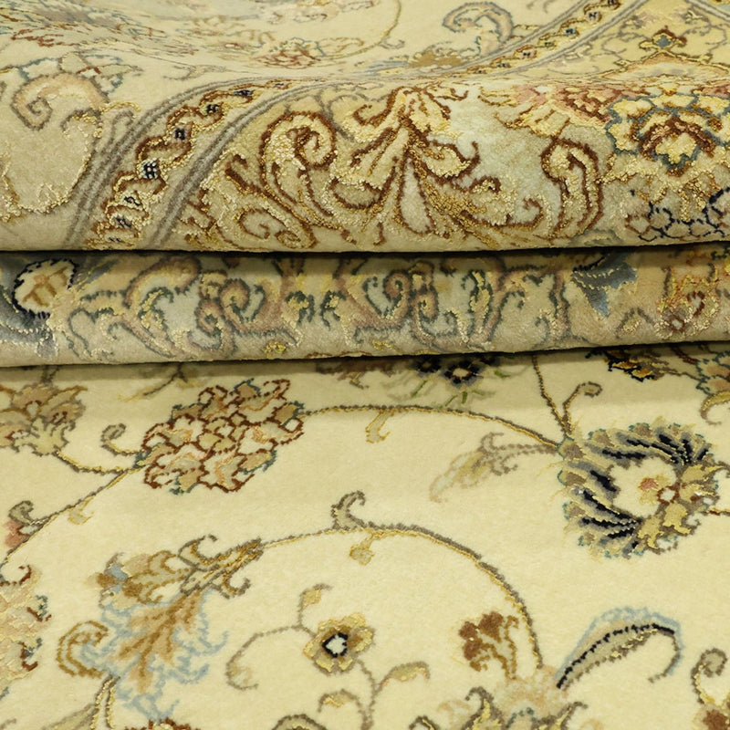 Alfombra Persa - Tabriz - Prima - Urdimbre de seda - 206 x 145 cm - beige
