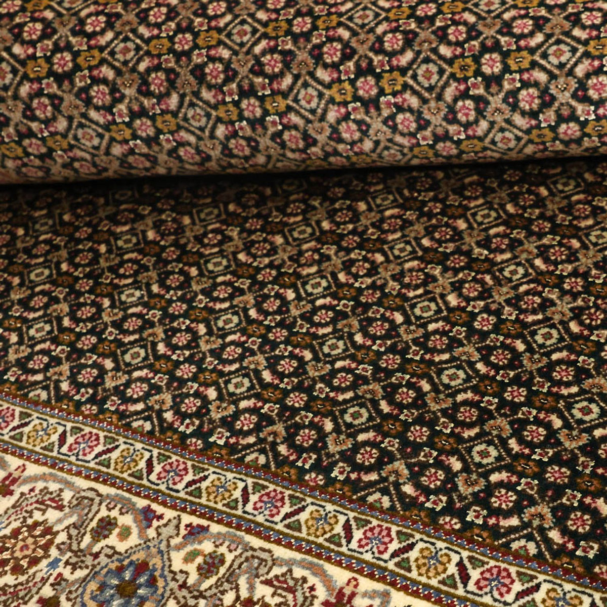 Alfombra Persa - Tabriz - Real - 144 x 106 cm - verde oliva