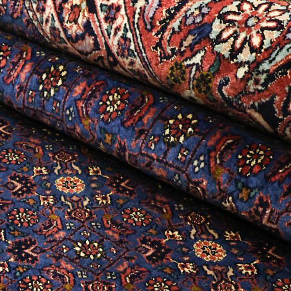 Alfombra persa - Bidjar - Real - 286 x 255 cm - azul oscuro