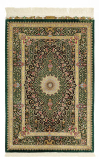 Alfombra persa - Ghom - Real - 156 x 99 cm - beige oscuro