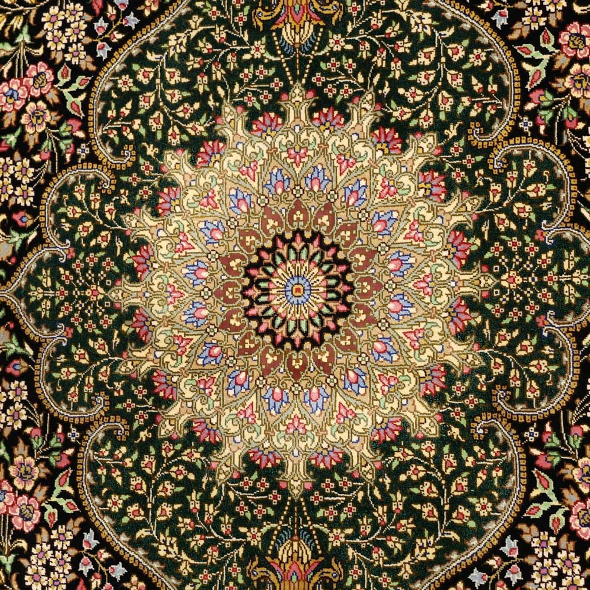 Alfombra persa - Ghom - Real - 156 x 99 cm - beige oscuro