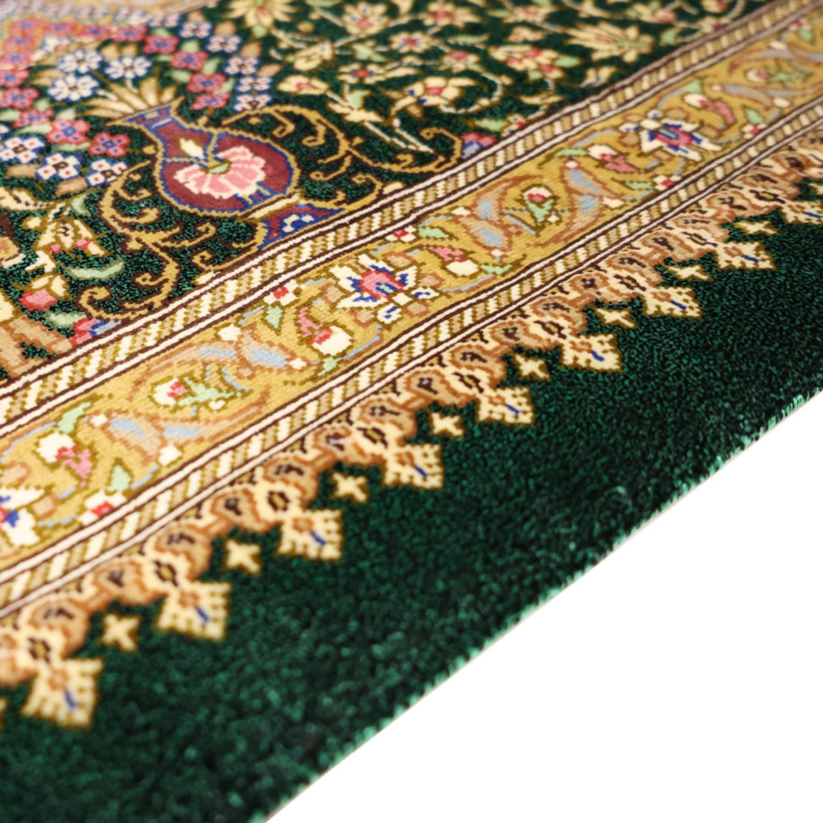 Alfombra persa - Ghom - Real - 156 x 99 cm - beige oscuro