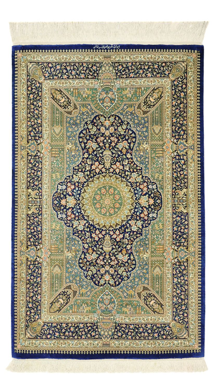 Alfombra persa - Ghom - Real - 126 x 76 cm - multicolor