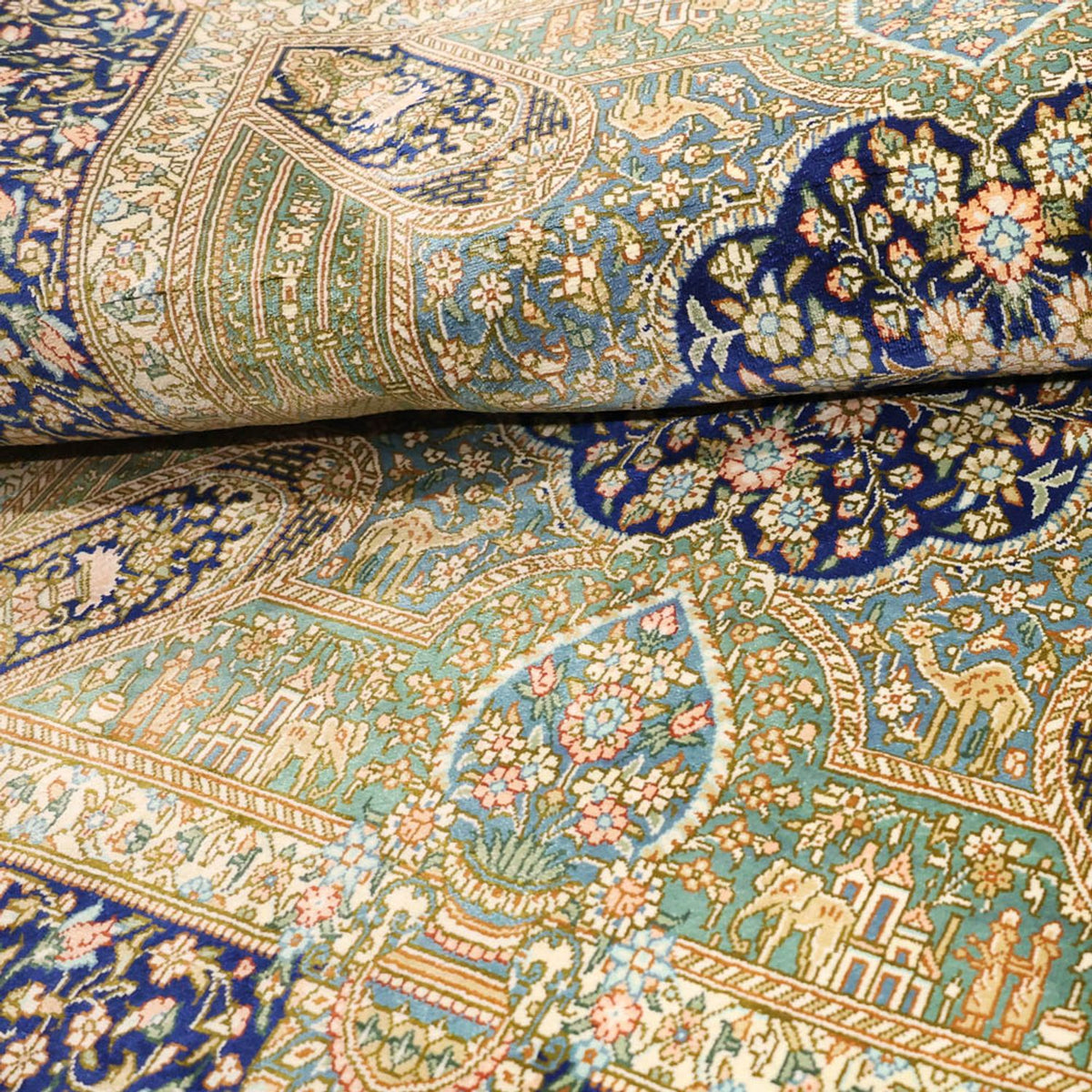 Alfombra persa - Ghom - Real - 126 x 76 cm - multicolor