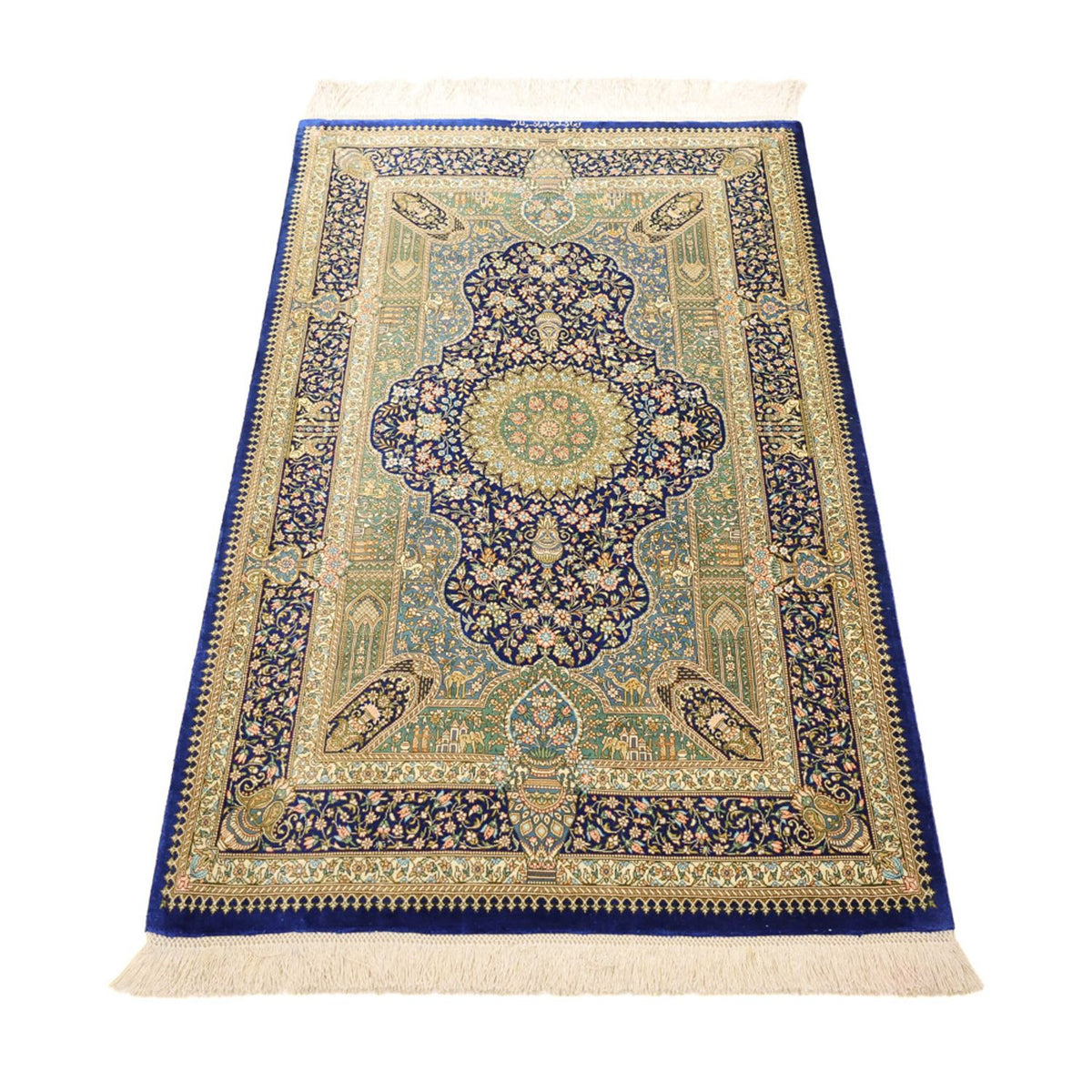 Alfombra persa - Ghom - Real - 126 x 76 cm - multicolor