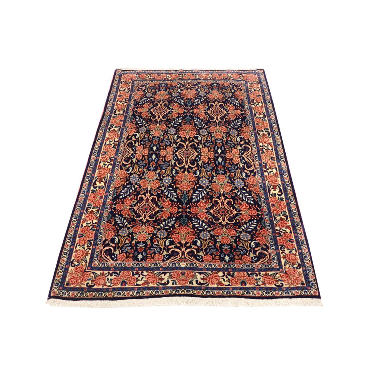 Alfombra persa - Bidjar - Real - 161 x 113 cm - azul oscuro