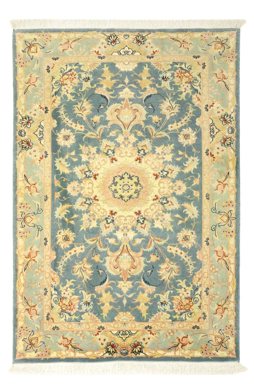 Alfombra Persa - Tabriz - Real - 118 x 81 cm - azul claro