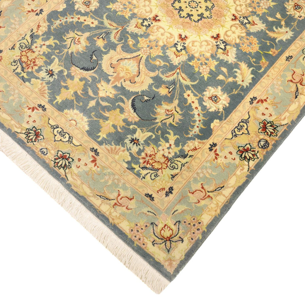 Alfombra Persa - Tabriz - Real - 118 x 81 cm - azul claro