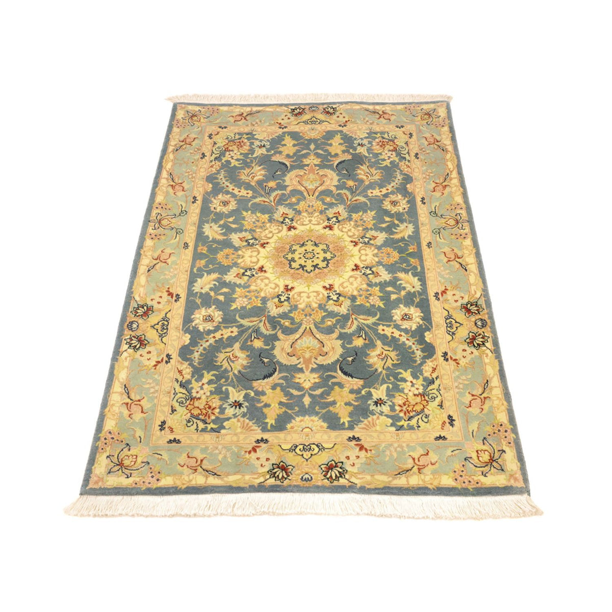 Alfombra Persa - Tabriz - Real - 118 x 81 cm - azul claro