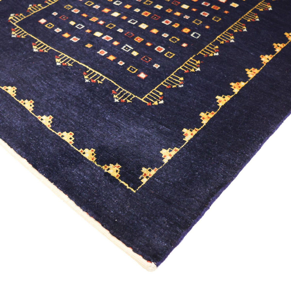 Alfombra Gabbeh - Persa Kashkuli - 119 x 81 cm - azul oscuro