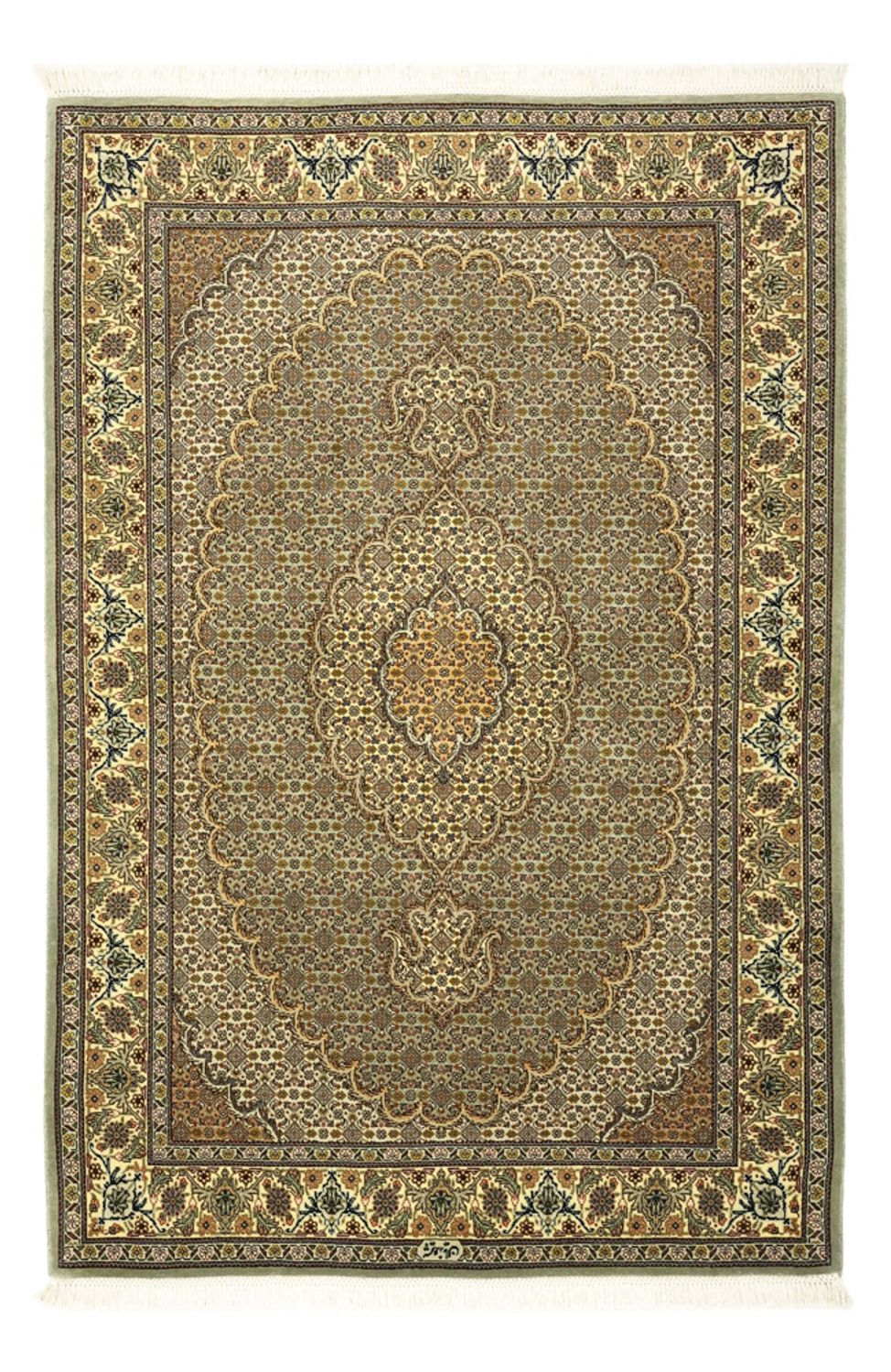 Alfombra Persa - Tabriz - Real - 149 x 100 cm - verde oliva