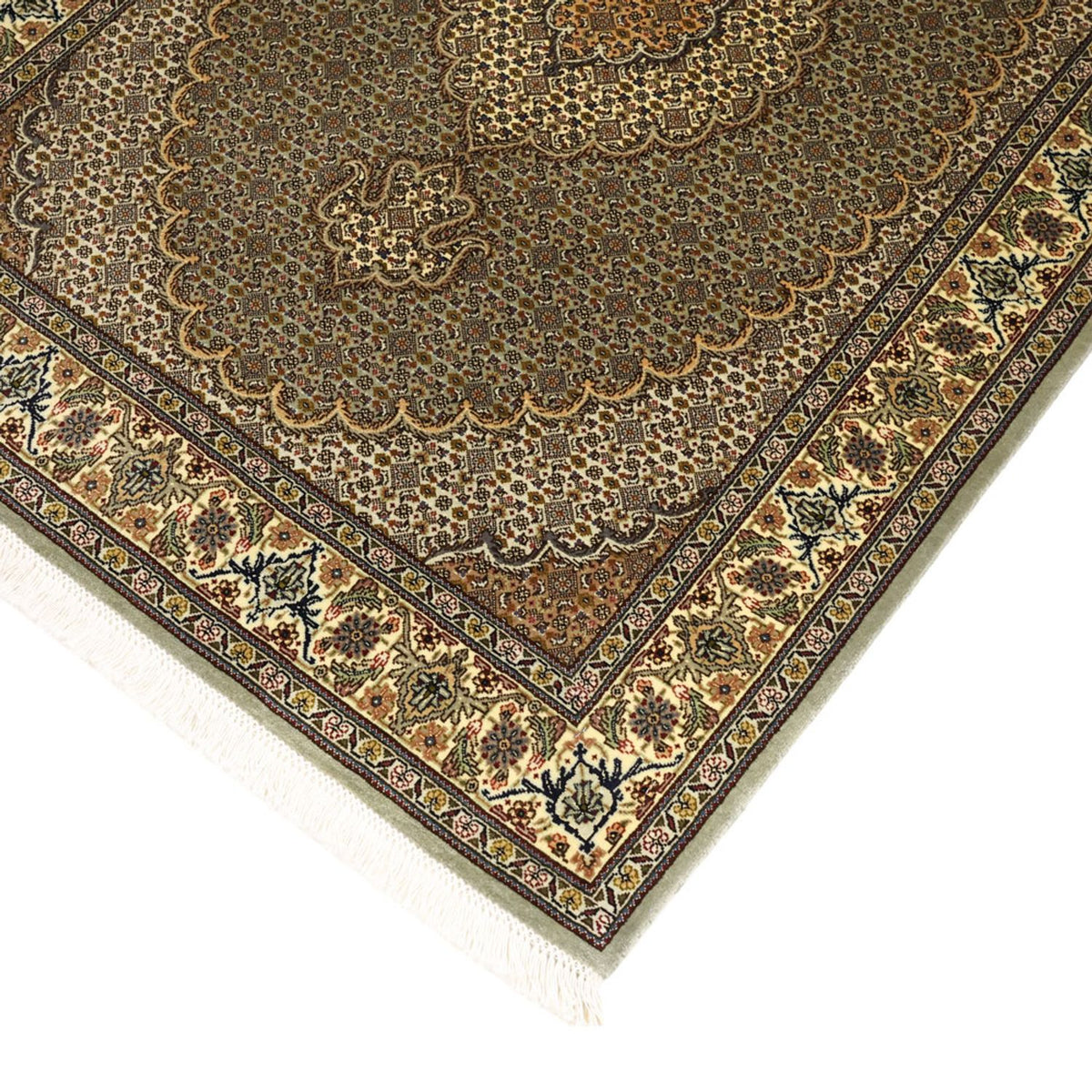 Alfombra Persa - Tabriz - Real - 149 x 100 cm - verde oliva