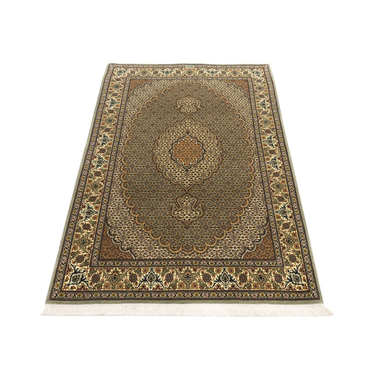 Alfombra Persa - Tabriz - Real - 149 x 100 cm - verde oliva