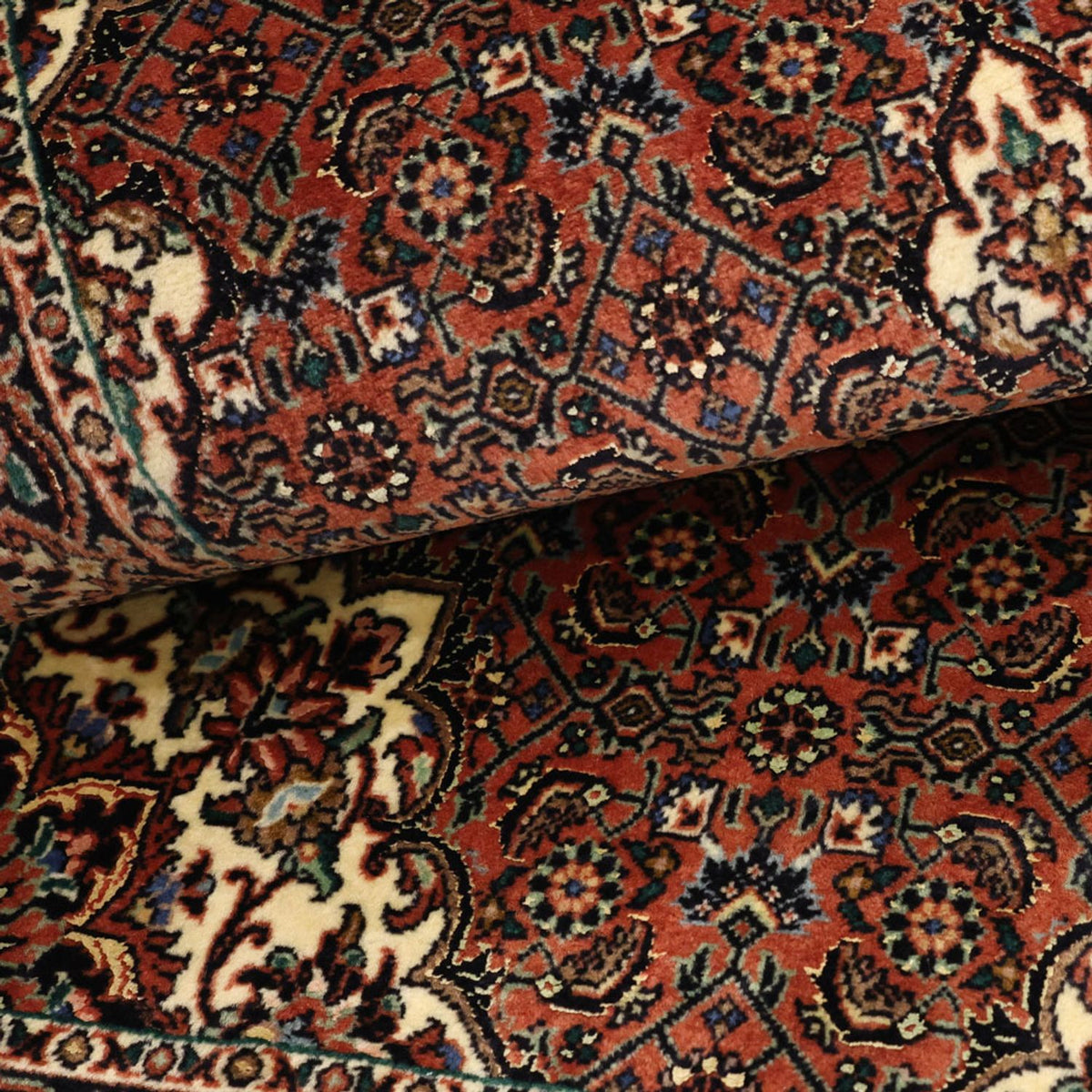 Alfombra persa - Bidjar - 141 x 71 cm - rojo oscuro