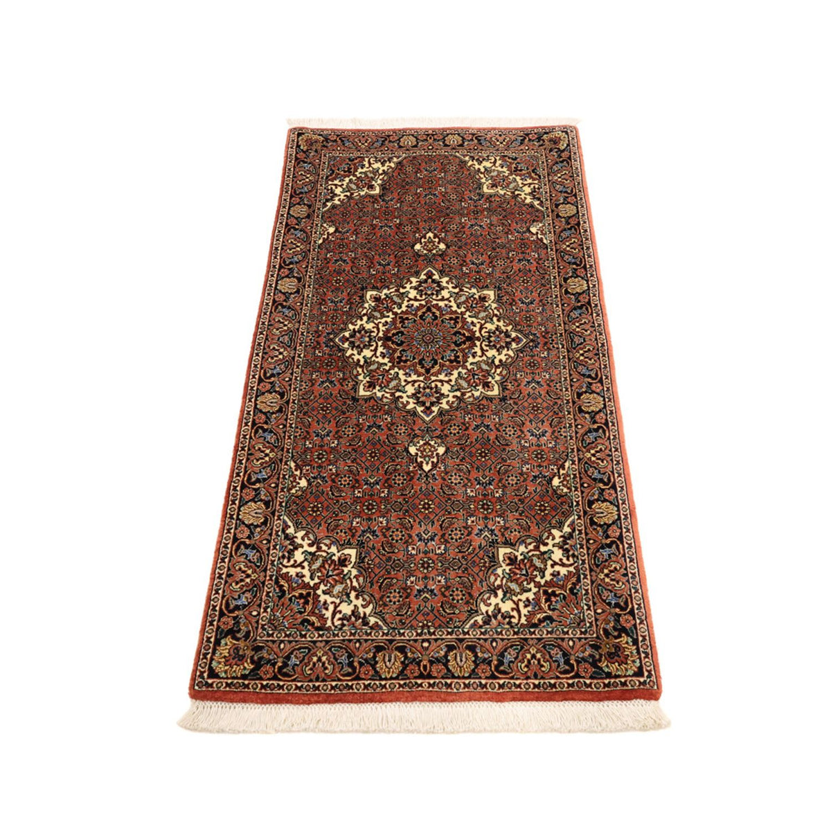 Alfombra persa - Bidjar - 141 x 71 cm - rojo oscuro