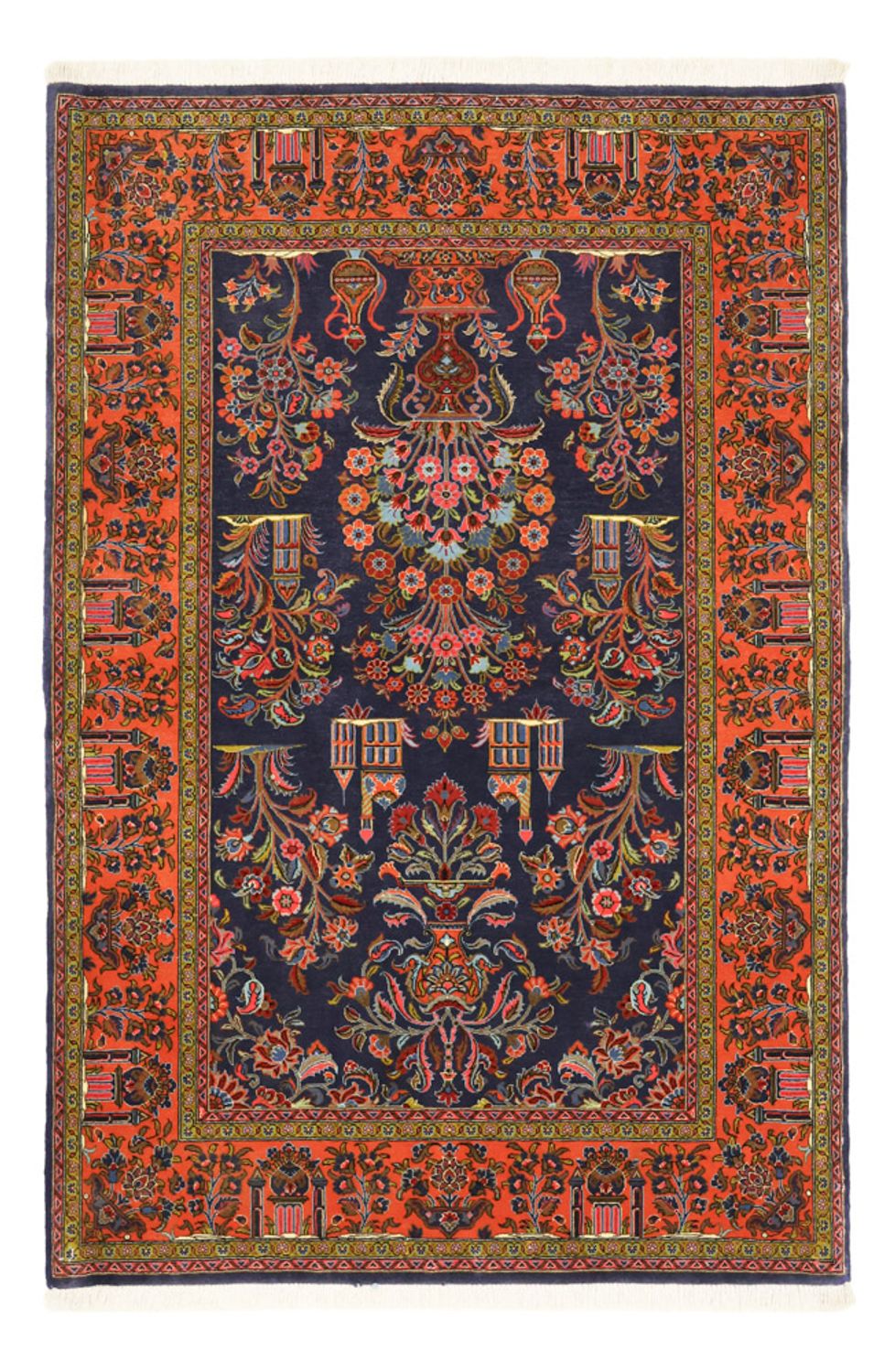 Alfombra persa - Clásica - 161 x 110 cm - azul oscuro