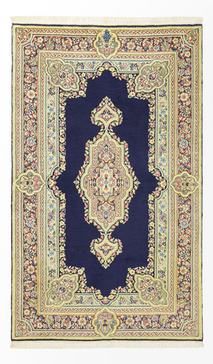 Alfombra persa - Clásica - Real - 147 x 90 cm - azul oscuro