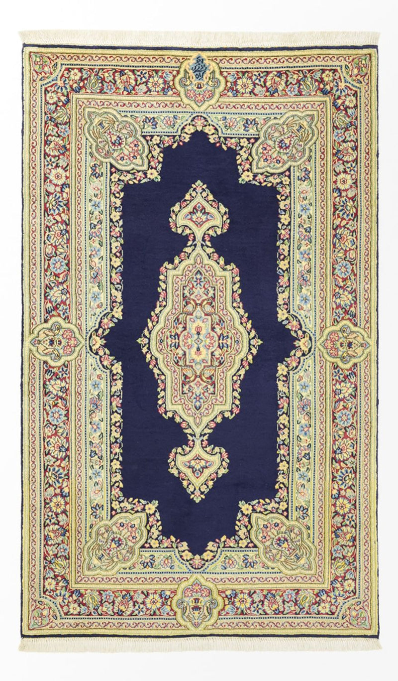 Alfombra persa - Clásica - Real - 147 x 90 cm - azul oscuro