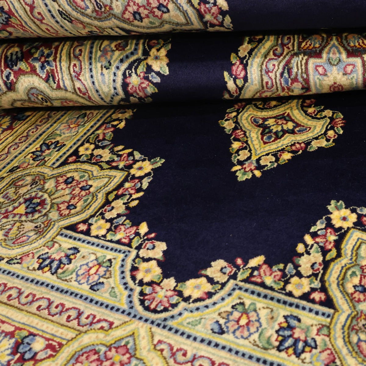 Alfombra persa - Clásica - Real - 147 x 90 cm - azul oscuro