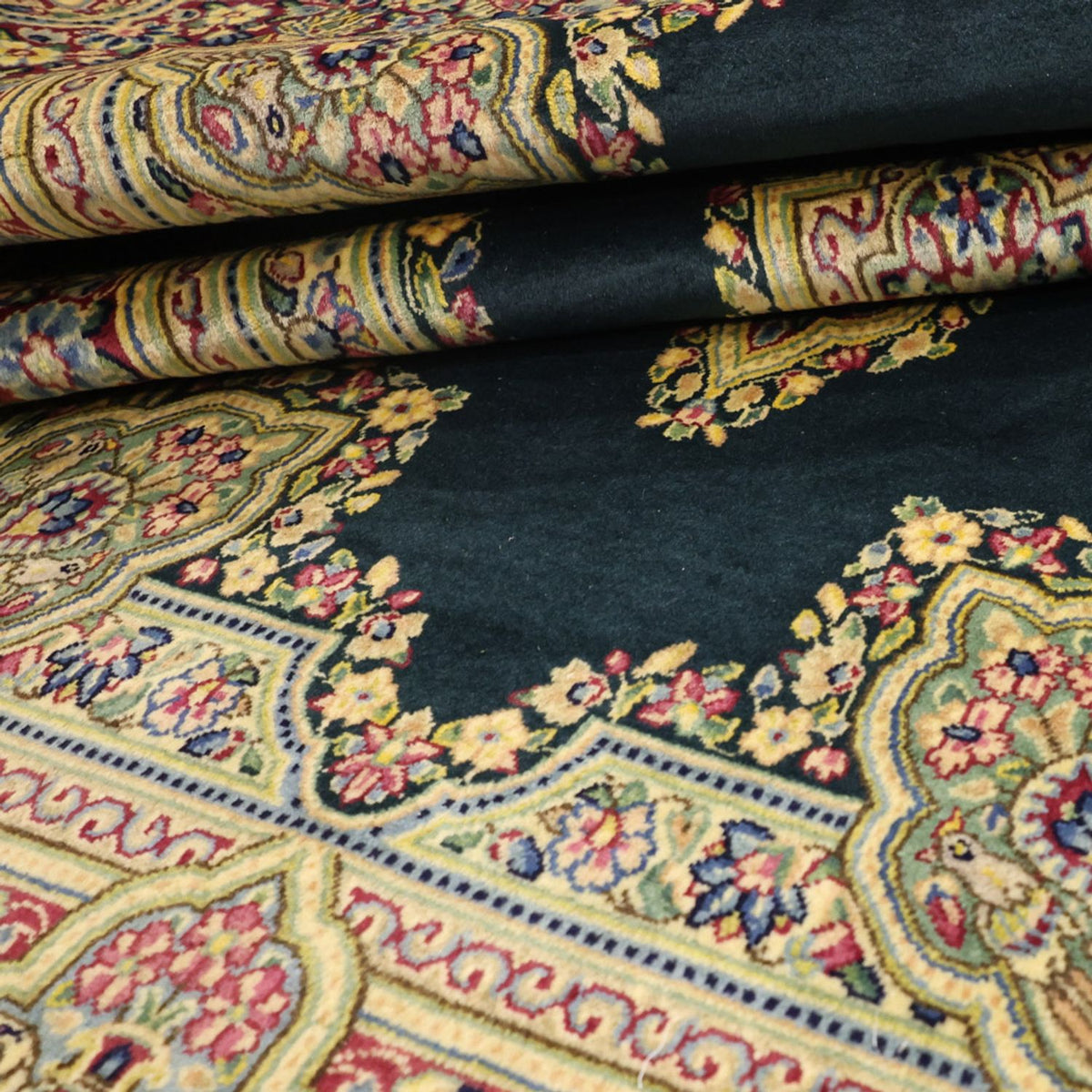 Alfombra persa - Clásica - Real - 152 x 90 cm - verde oscuro