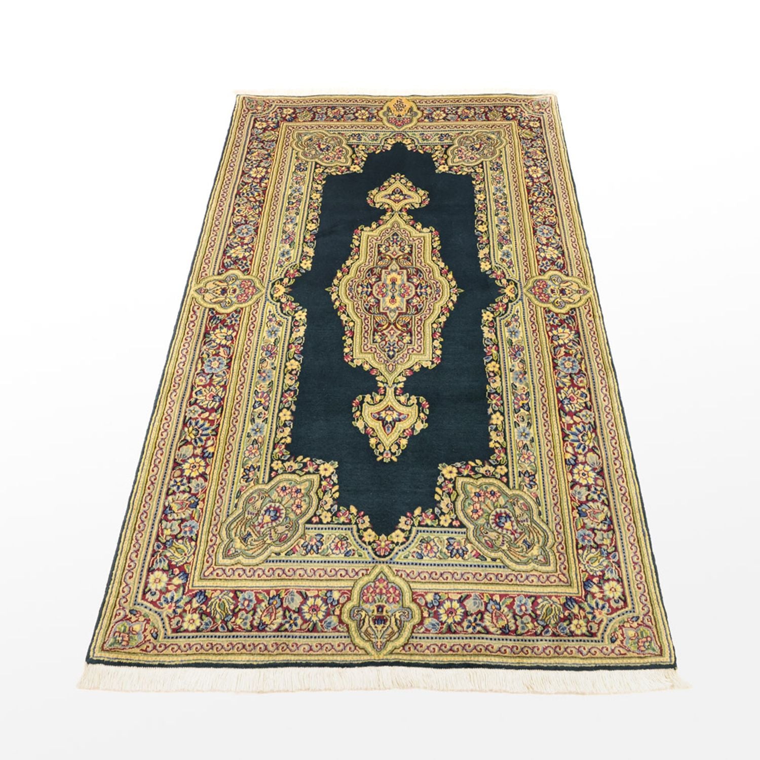 Alfombra persa - Clásica - Real - 152 x 90 cm - verde oscuro
