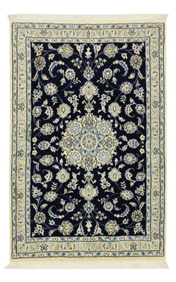 Alfombra Persa - Nain - Real - 136 x 86 cm - azul oscuro