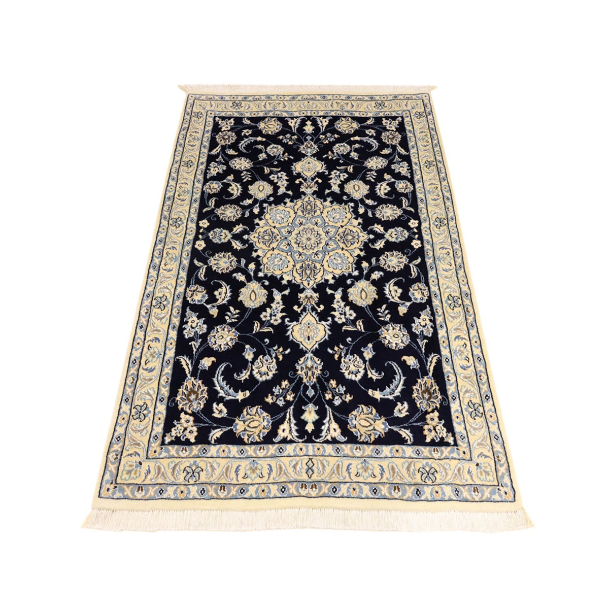 Alfombra Persa - Nain - Real - 136 x 86 cm - azul oscuro