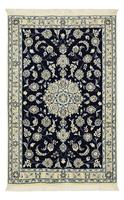 Alfombra Persa - Nain - Real - 137 x 88 cm - azul oscuro