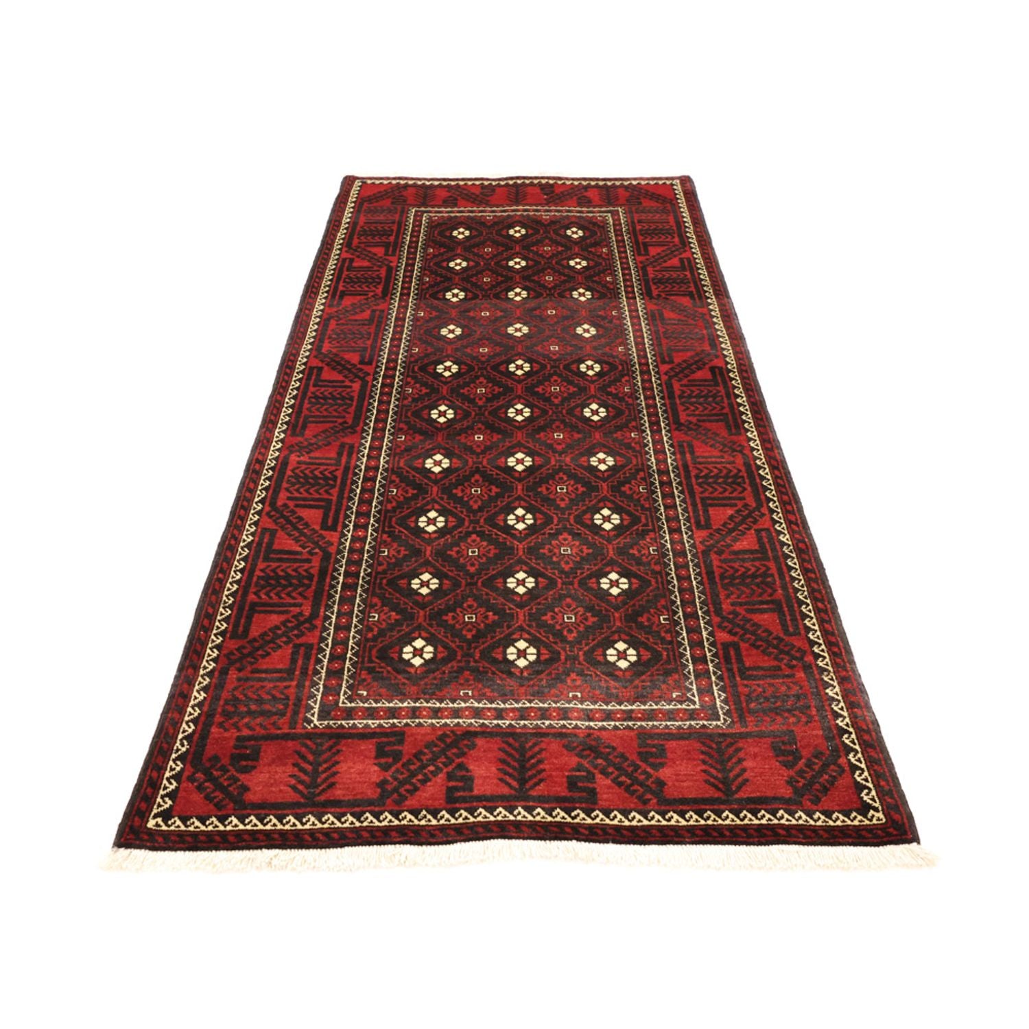 Alfombra de pasillo Alfombra Belutsch - 199 x 102 cm - rojo oscuro