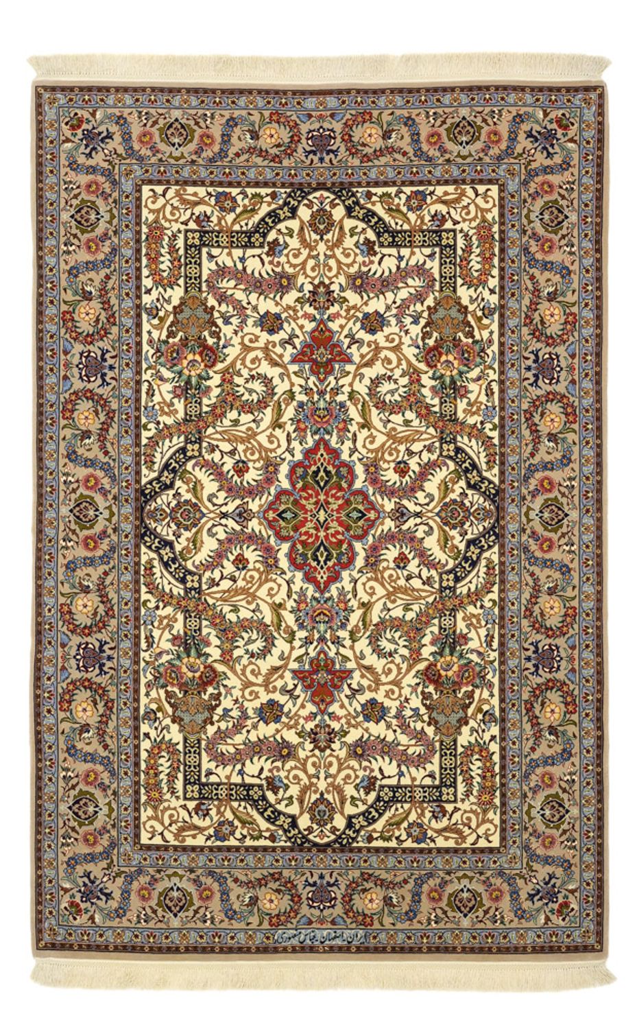 Alfombra Persa - Isfahan - Prima - Urdimbre de seda - 171 x 111 cm - beige