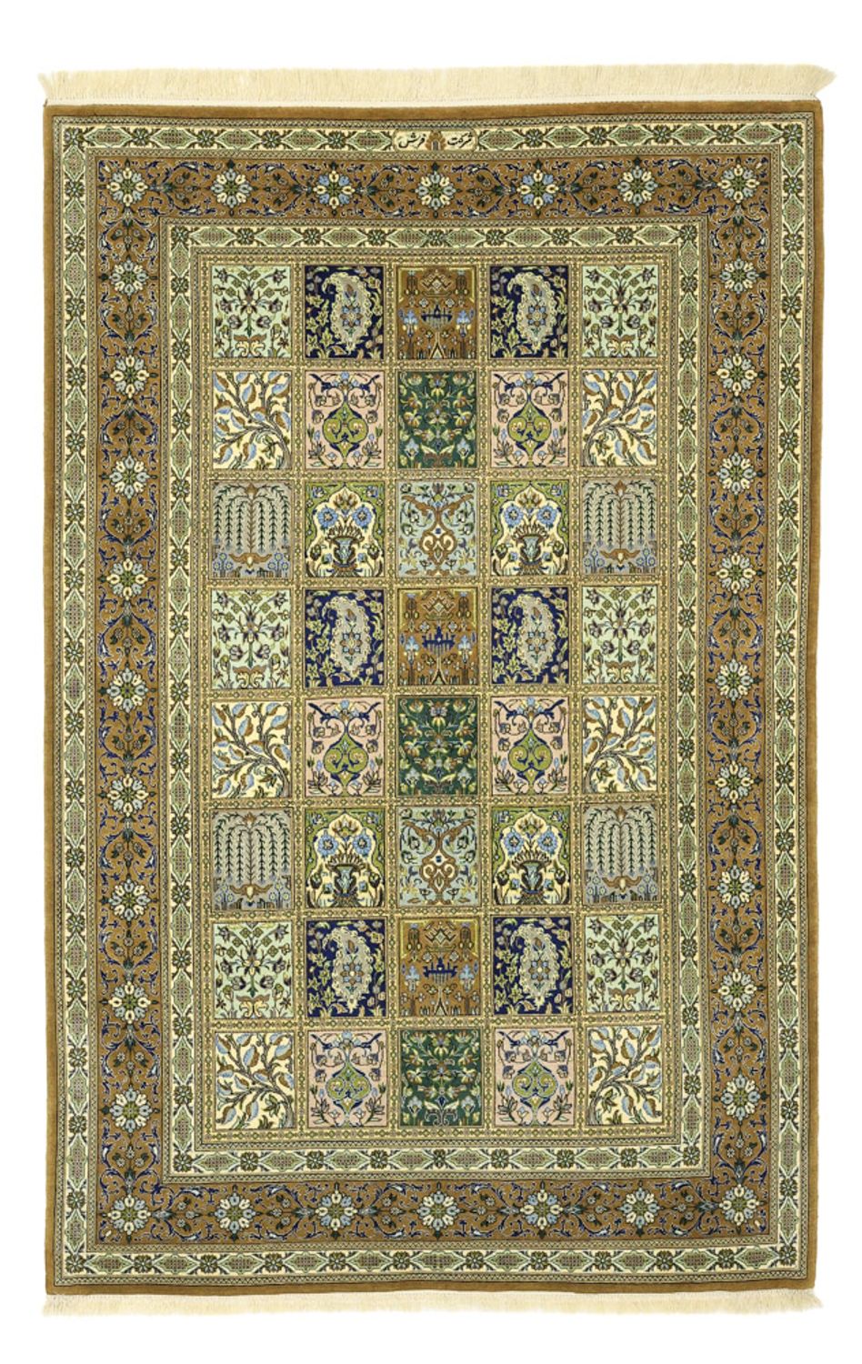 Alfombra Persa - Ghom - Royal - 154 x 102 cm - verde oliva