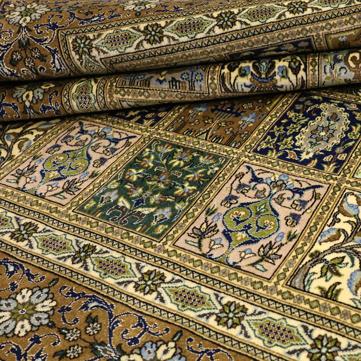 Alfombra Persa - Ghom - Royal - 154 x 102 cm - verde oliva