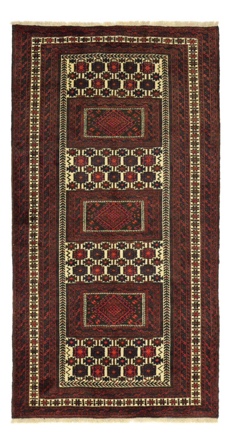 Alfombra de pasillo Alfombra Belutsch - 194 x 102 cm - rojo oscuro