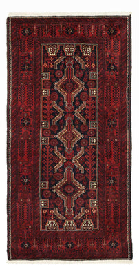 Alfombra de pasillo Alfombra Belutsch - 199 x 100 cm - rojo oscuro