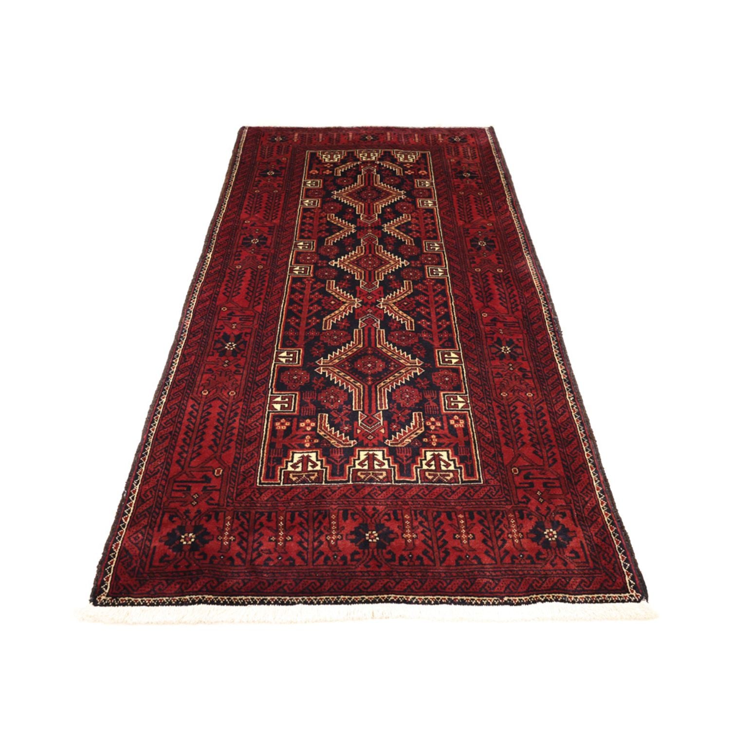 Alfombra de pasillo Alfombra Belutsch - 199 x 100 cm - rojo oscuro