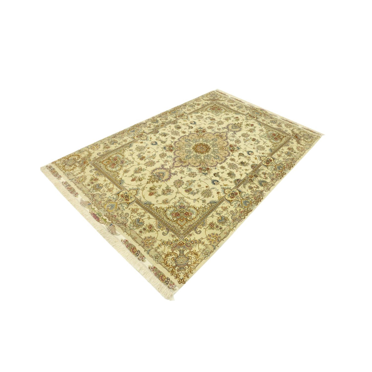 Alfombra Persa - Tabriz - Real - Urdimbre de seda - 219 x 148 cm - beige