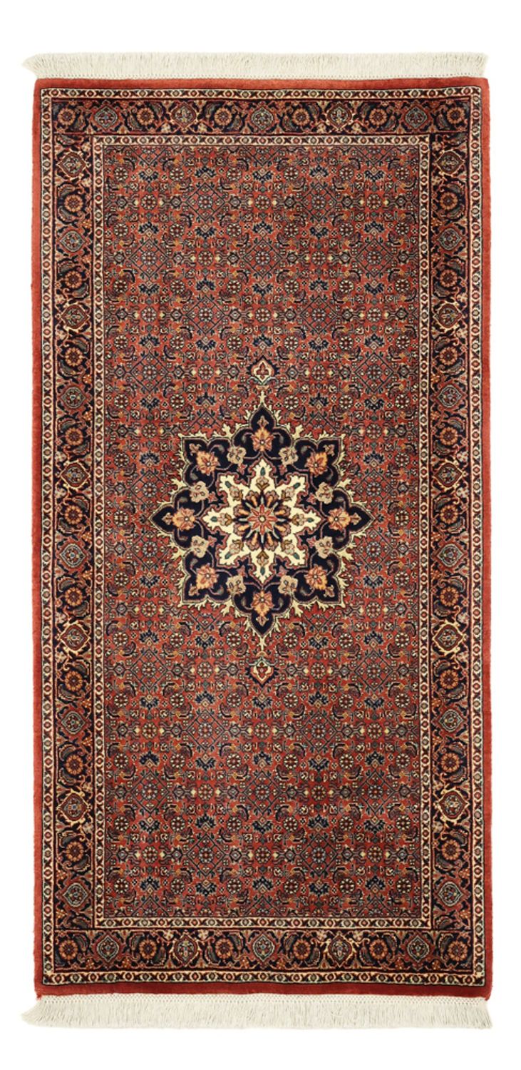 Alfombra persa - Bidjar - 140 x 72 cm - rojo oscuro