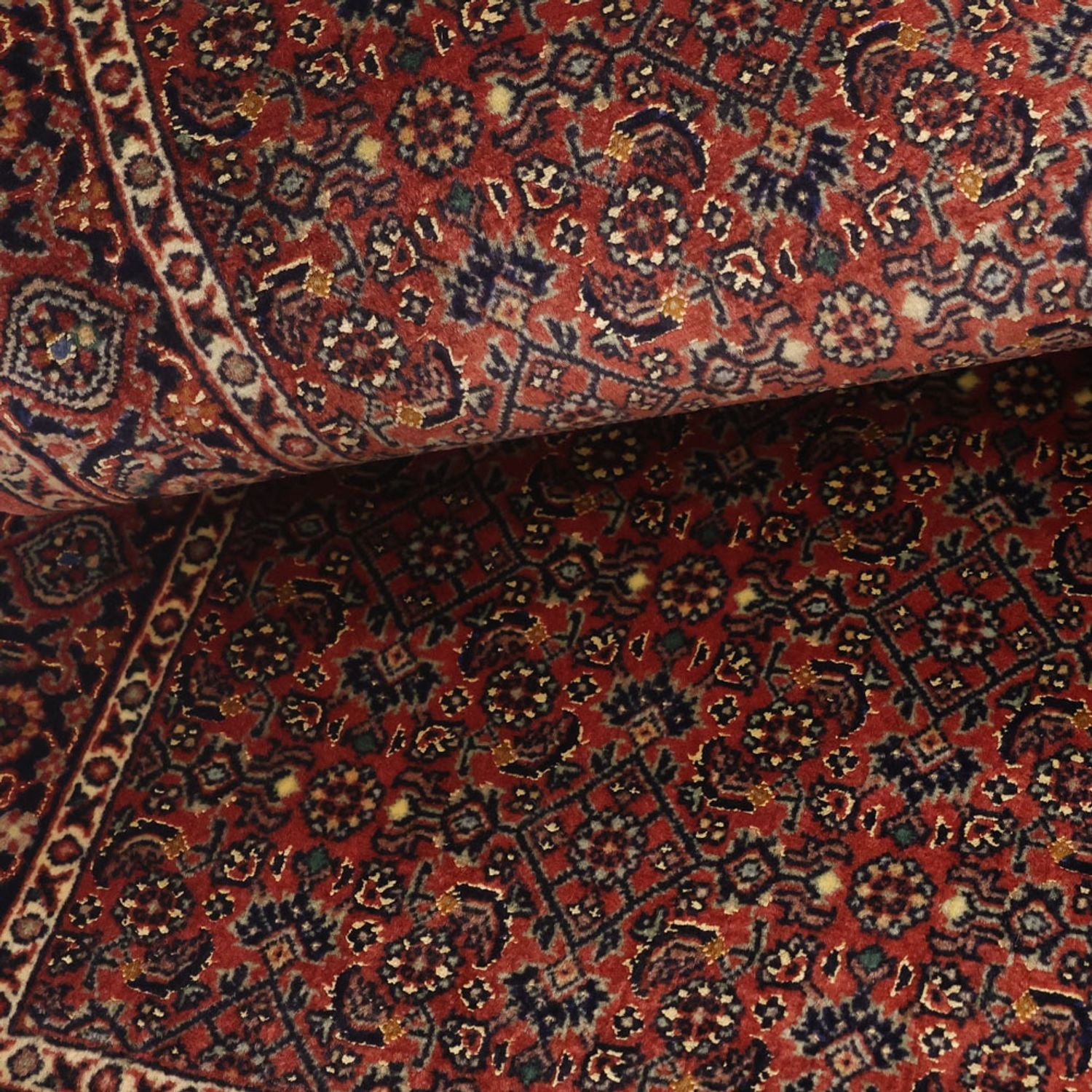 Alfombra persa - Bidjar - 140 x 72 cm - rojo oscuro