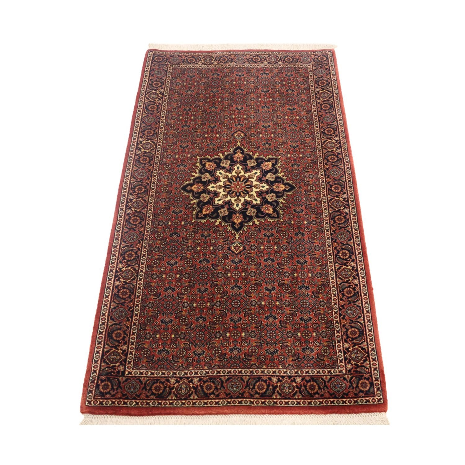 Alfombra persa - Bidjar - 140 x 72 cm - rojo oscuro