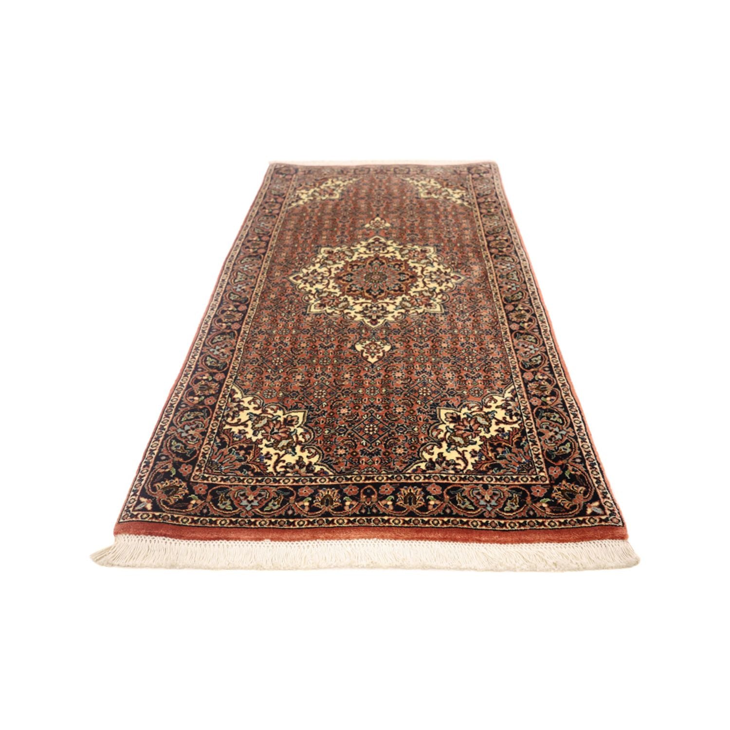 Alfombra persa - Bidjar - 144 x 70 cm - rojo oscuro