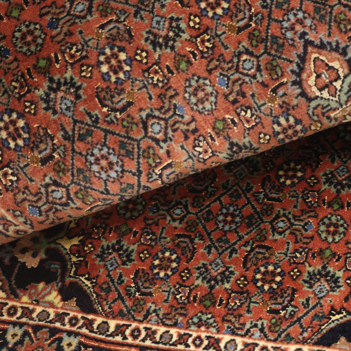 Alfombra persa - Bidjar - 140 x 68 cm - rojo oscuro