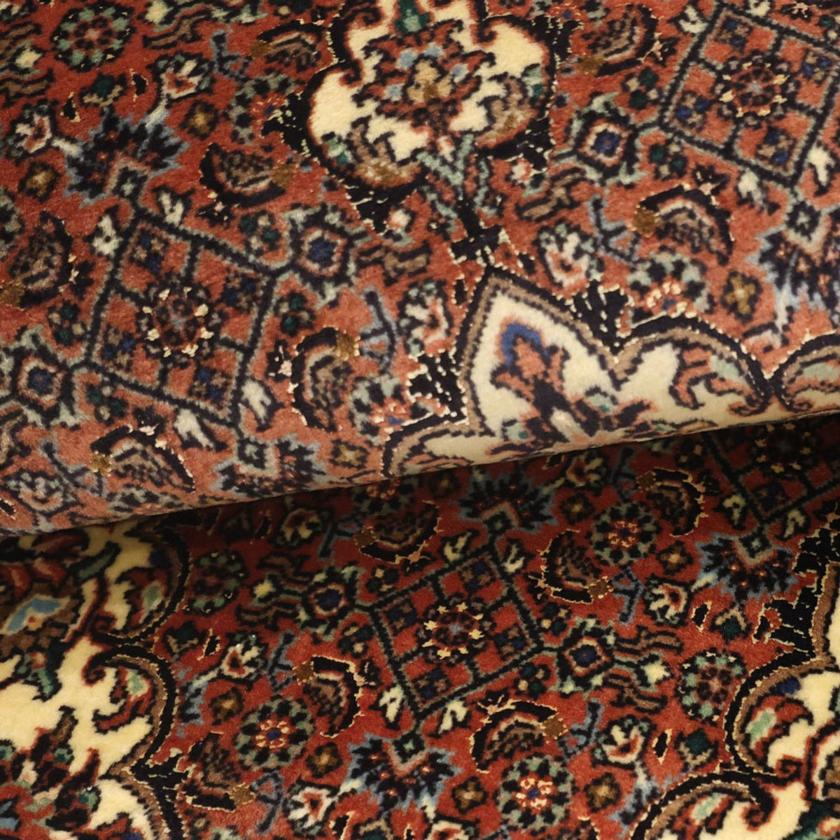 Alfombra persa - Bidjar - 145 x 73 cm - rojo oscuro