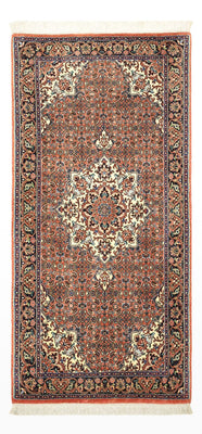 Alfombra persa - Bidjar - 141 x 69 cm - rojo oscuro